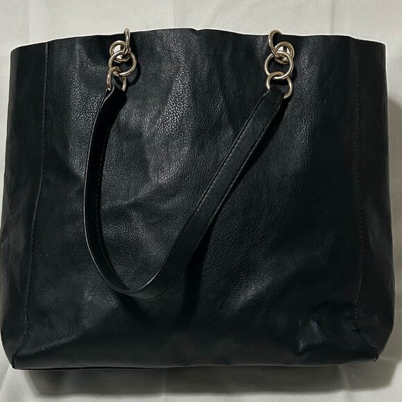 Mossimo - Black Perforated Leather Tote Bag with Shoulder Straps - Picture 2 of 4